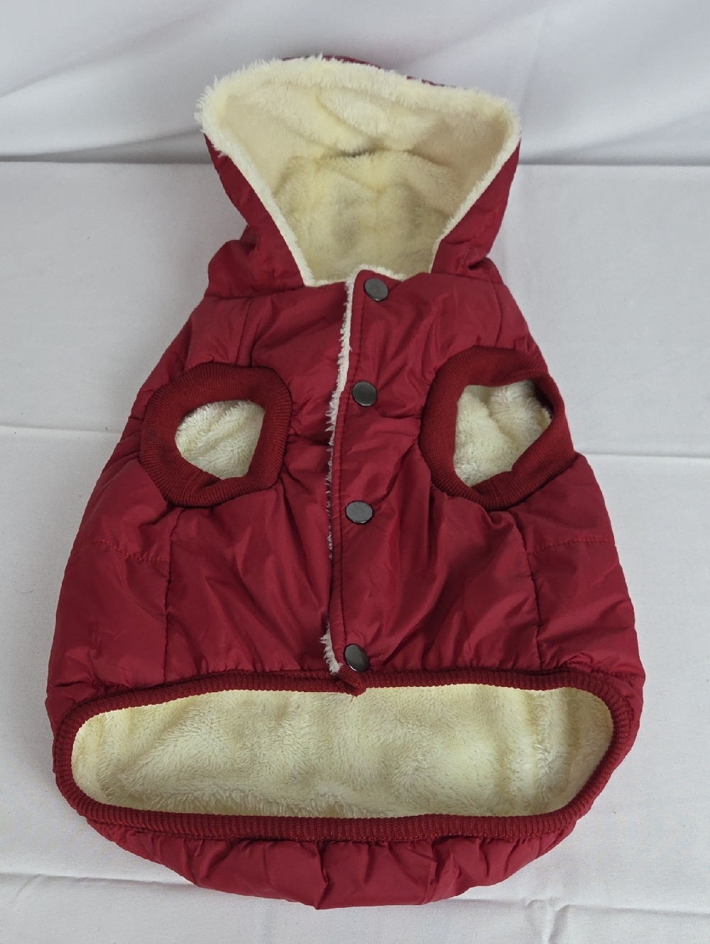 Dog Raincoat Large..Red Quilted Dog Puffer Jacket with Hood - Brand: